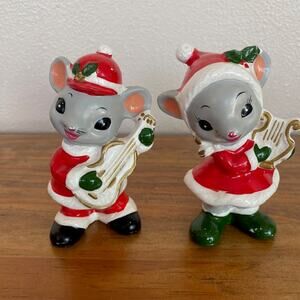 Vintage Napcoware Christmas Mice Set - made in Japan 1970s